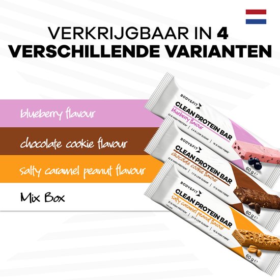 Body & Fit Clean Protein Bar - Proteïne Repen / Eiwitrepen - Blueberry - 12 stuks — afbeelding 3