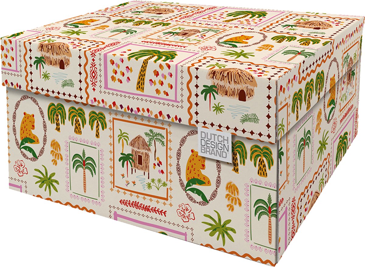 Dutch Design Brand - Dutch Design Storage Box - Opbergdoos - Opbergbox - Bewaardoos - Palmbomen - Reizen - Vakantie - Tropisch - Luipaard - Traveller