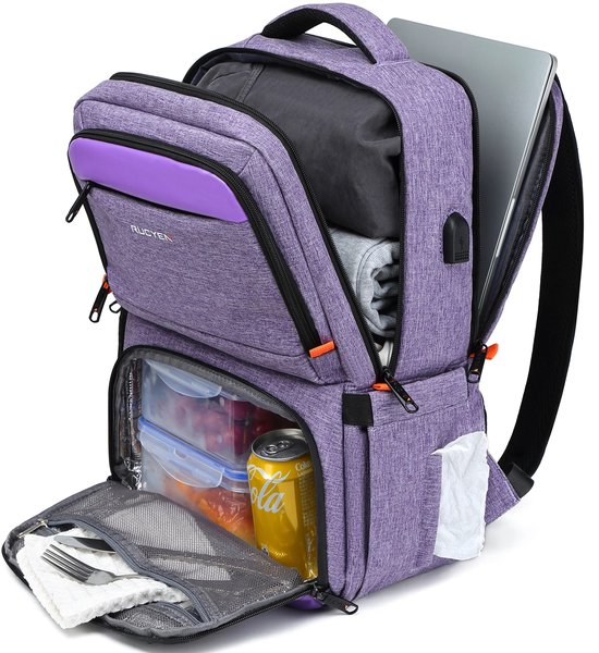 Laptop lunchrugzak voor dames 156 inch met geïsoleerd koelvak en USB-poort - Grijs