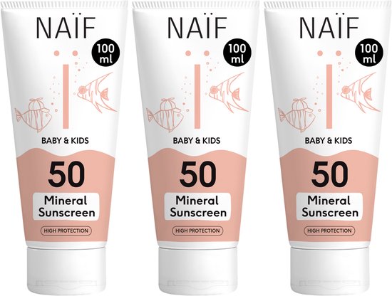 Naïf - Minerale Zonnebrand crème Voordeelset - SPF50 - 3x100ml