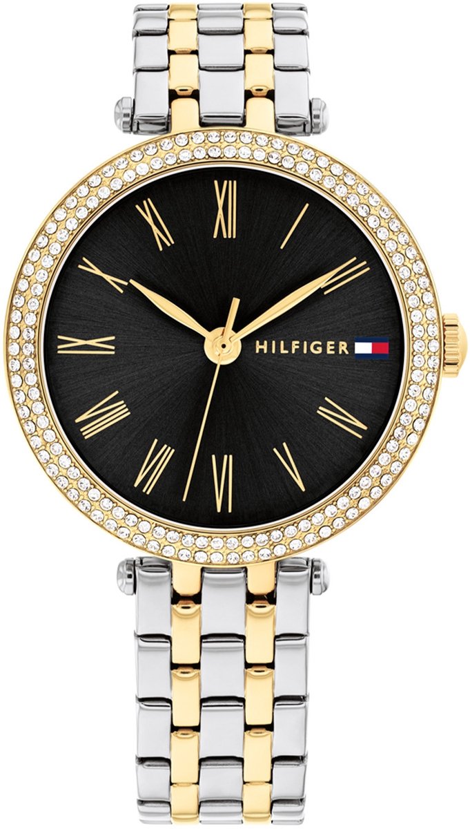 Tommy Hilfiger TH1782720 NATALIE Dames Horloge - Mineraalglas - Staal - Goudkleurig-Zilverkleurig - 34 mm breed - Quartz - Vouw-Vlindersluiting