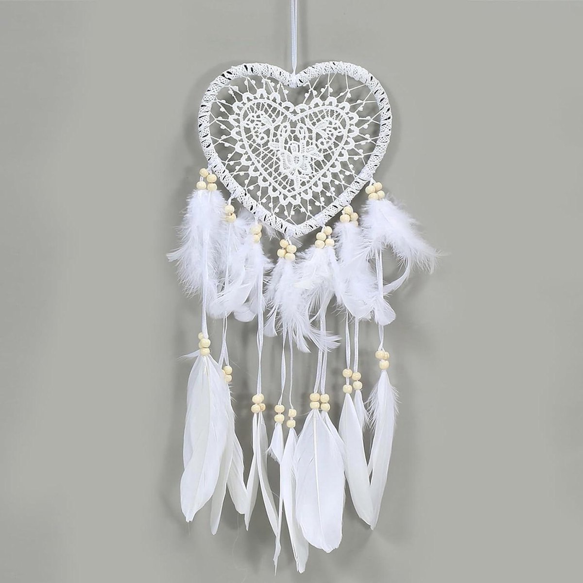 JGS Premium - Handgemaakte Dreamcatcher 60 cm vintage veer Boheemse stijl wanddecoratie wit - dromenvanger liefde decoratie handwerk ornamenten cosmogonie federaal Canadese Boheems koord-UPDATED. Any