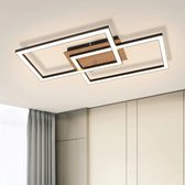 Luxe Plafondlamp - Hout - Plafonnière - Ø50cm - Smartlamp - LED - Met Afstandsbediening - Warm Wit Licht - Slaapkamer - Eetkamer - Keuken - Badkamer - Woonkamer