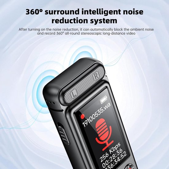 BP® Afluisterapparatuur Voice Recorder Dictafoon Audio Spy Afluisterapparaat Afluisteren Opnemen Ruisonderdrukking 550033253