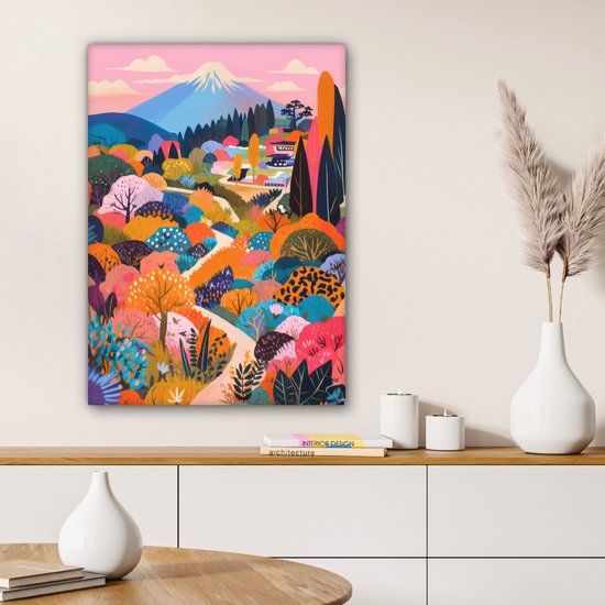 Canvas schilderij 60x80 cm - Exclusieve wanddecoratie Witte bergtop - Modern - Kleurrijk - Muurdecoratie woonkamer - Slaapkamer decoratie - Kamer accessoires - Schilderijen op canvas