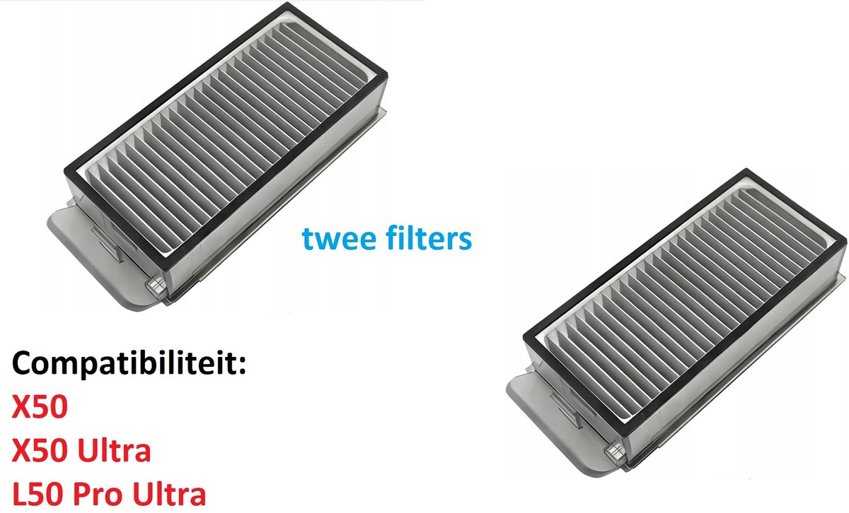 2 x HEPA-LUCHTFILTER - WASBAAR - compatibel met Dreame X50 / Ultra - Dreame L50 Pro / Ultra - Mova V50 Ultra - twee filters