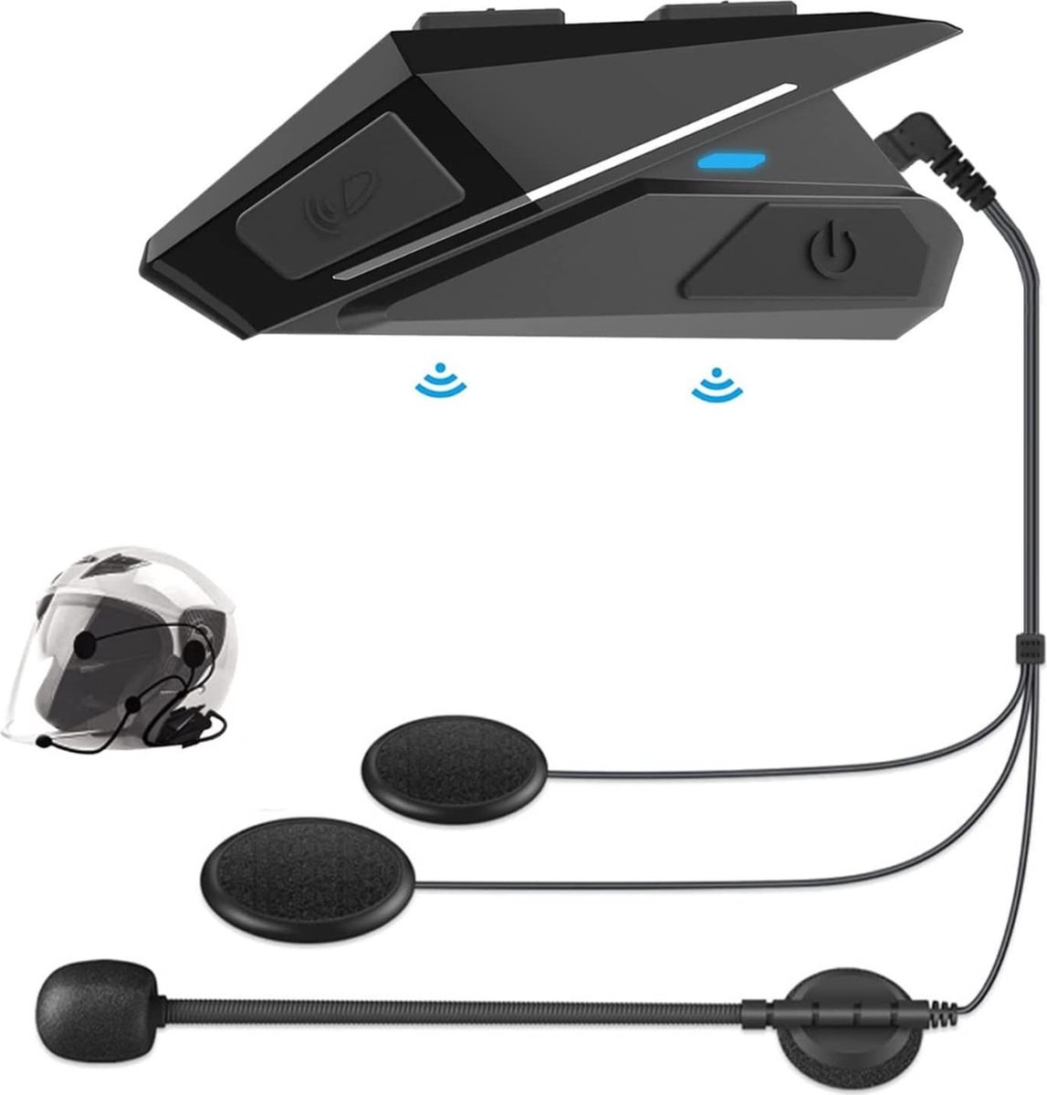 Thuys – Motorhelm Headset – Helm Headset – Koptelefoon – Waterdicht – 17 x 12 x 5cm – Zwart