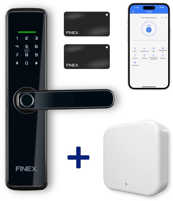 Finex Smart Lock - Slimme Deurslot met vingerafdruk - Deurklink - Bol