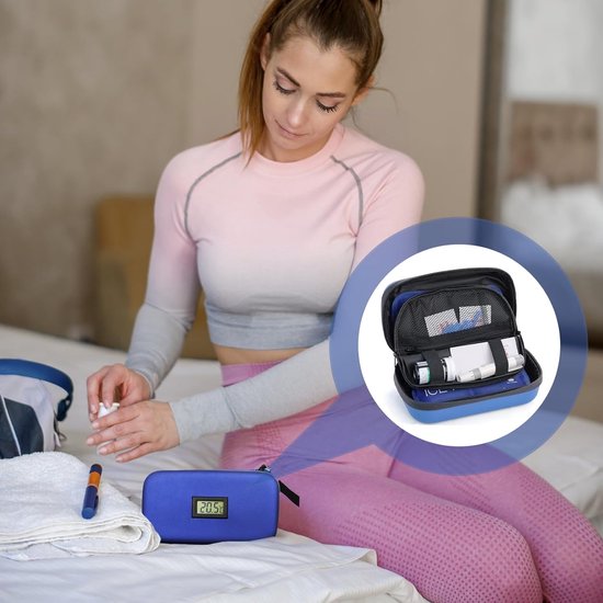 Isotherme Medicatie Pouch Insuline Geïsoleerd Pouch - Draagbare Medische Koeltas - Insuline Koeltas - met 2 Ice Packs - Insuline Etui - voor Ice Bag voor insulinepennen met temperatuurweergave