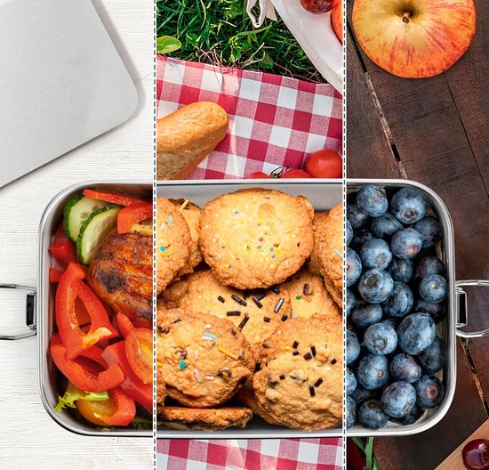 Set Bento 3 pièces en acier inoxydable - Boîtes repas de 1 400 ml avec compartiments réglables | Étanche, passe au micro-ondes et au lave-vaisselle | Idéal pour le travail, École ou un pique-nique