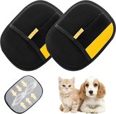 Lot de 2 Gloves de toilettage pour animaux - 24 x 16 cm - Brosse pour animaux - Épilateur pour chats et chiens - Cheveux longs/courts - Réutilisable - Pour le lavage, l'épilation et le toilettage des animaux