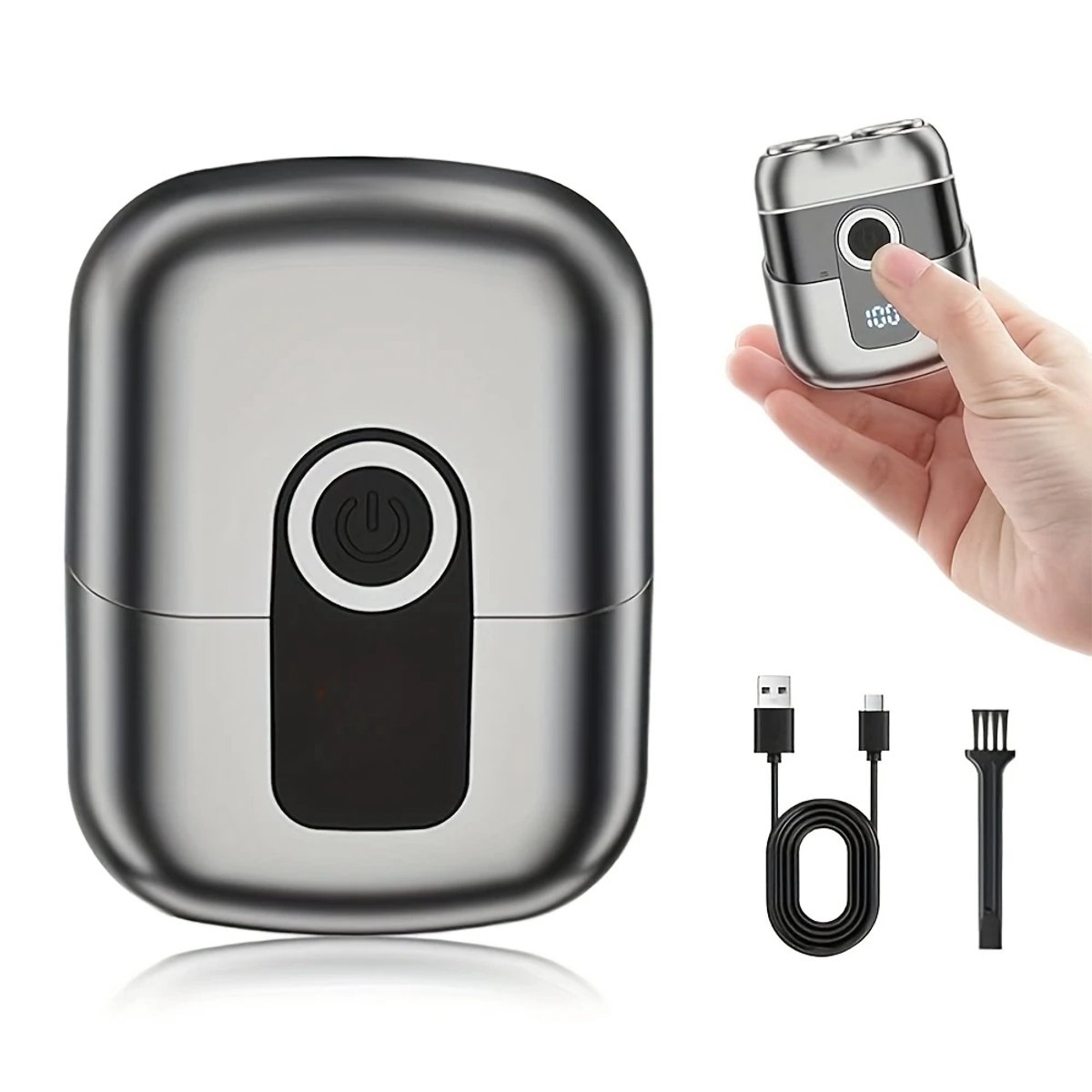 Digitale 2-Blade Scheerapparaat - Mini Usb Oplaadbare Full Body Shaver + Baardtrimmer - Lichtgewicht maar Krachtig - Perfecte Lichaamshaar Verzorging voor Dames en Heren - Digitale Batterij Indicator - Kleur: Grijs
