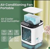 Aircooler - Airco - 12Watt - Koelventilator - Ventilator - Bevochtiger met Sprayfunctie - Mini - Voor Slaapkamer of Bureau - 900 ml Grote Watertank - Met 5v USB - Ijsmachine - Mobiele Airco - Luchtkoeler