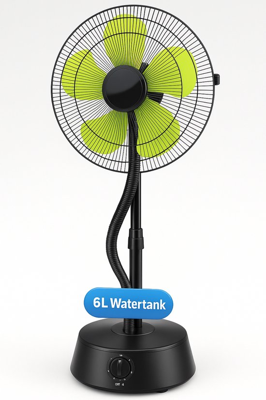 Aqua2Go Vernevelingsventilator 130 cm Staande Ventilator met 6L Watertank Fijne Mist Koeling Binnen Buiten