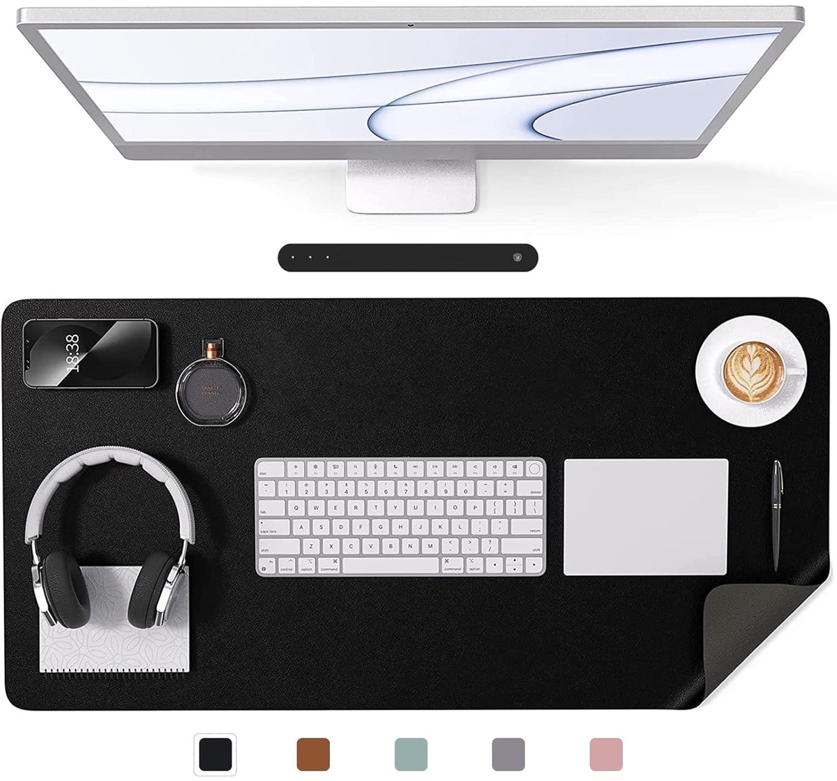 Bureauonderlegger - antislip muismat en bureaubescherming - 1 stuk - zwart - PU-leer - 80 x 40 cm