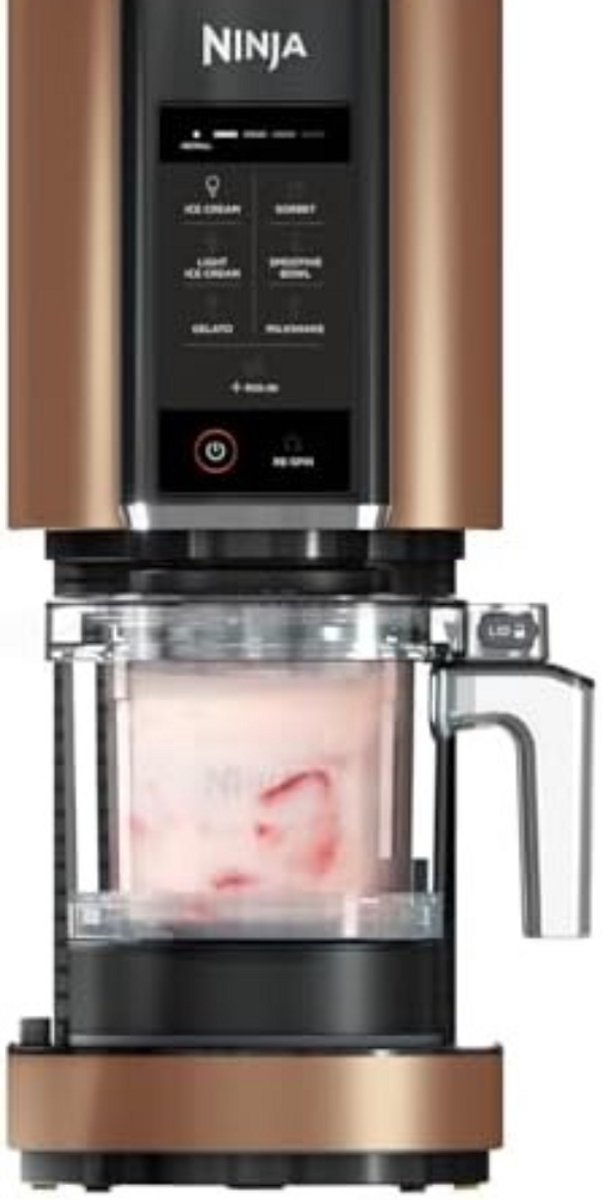 Ijsmachine - Ijsmaker - Sorbet Maker - Smoothie Bowl Maker - Milkshake Machine - 7 Programma’s - 1.4L Ijsbereider - Inclusief 3 Trays - Automatische Ijsmachine - Tuya Compatibel - Zwart Koper - Dessert Maker - Gelato Maker