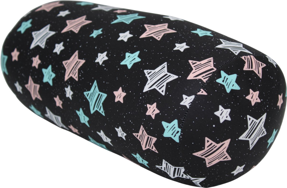 House of Healthbrands Kuschelmaxx Rolkussen - Sierkussen Rond Cilinder 17 x 33 cm - Heelal-design - Stevig en zacht - Mooie print - Gevuld met microgranulaat - Vormvast & Wasbaar - Ideaal voor op de bank, bed, auto of op reis - Inclusief Wasnet Donker