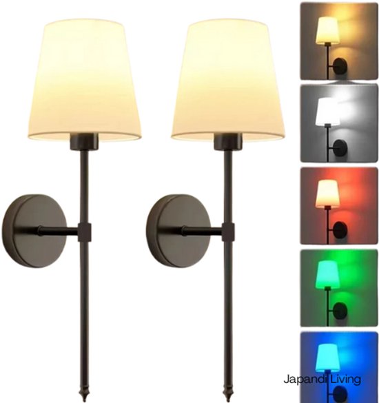 LABOREDUCER LED Wandleuchte Innen Kabellose Akku 2 Stück Gold,Aufladbare 5000mAh Batterie Wandlampe mit Fernbedienung,RGB Farbwechselund 3 Farben Dimmbare Wandlicht für Schlafzimmer Wohnzimmer