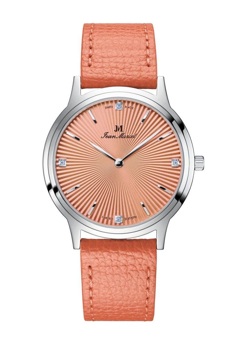 Jean Marcel Asteria - horloge - abrikoos - oranje - lederen band - leer - 36 mm