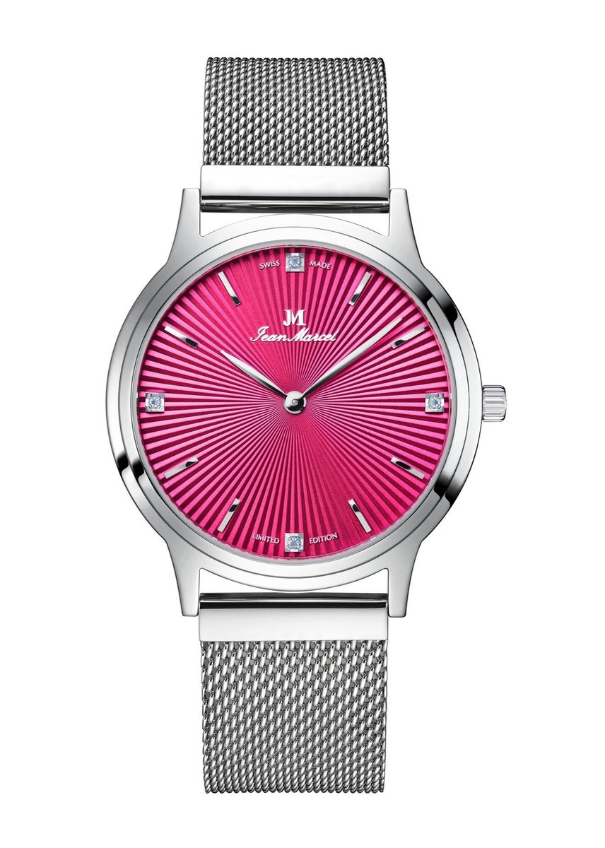 Jean Marcel Asteria - horloge - magenta - fuchsia - roze - Milanese band - 36 mm