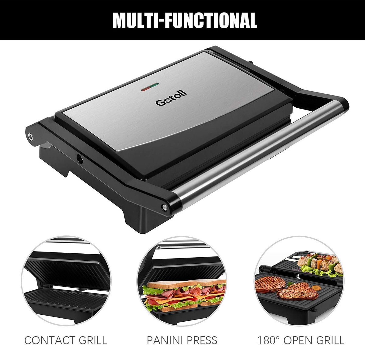 MKSS® Tosti Apparaat - Panini Grill - Contactgrill thumbnail 3