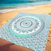 Bol.com Super dun strandlaken - Blauw/groen - Lichtgewicht strandlaken - Mandala - groot strandkleed - Dunne zomer sprei - wandk... aanbieding