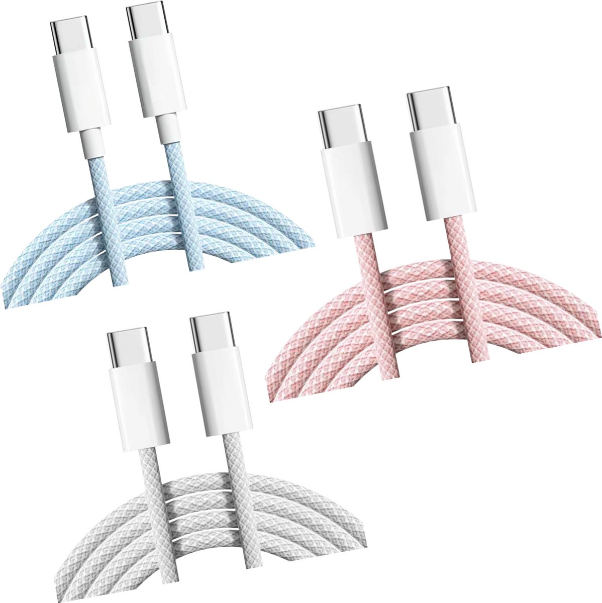 USB kabel Type C naar Type C 2 Meter 60W roze - Snel opladen