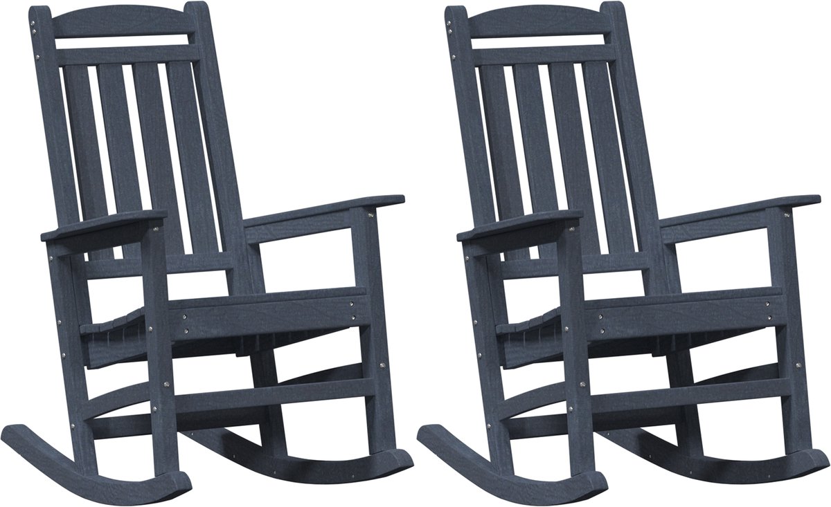 vidaXL - Schommelstoel - 2 - st - Marineblauw - Polyetheen