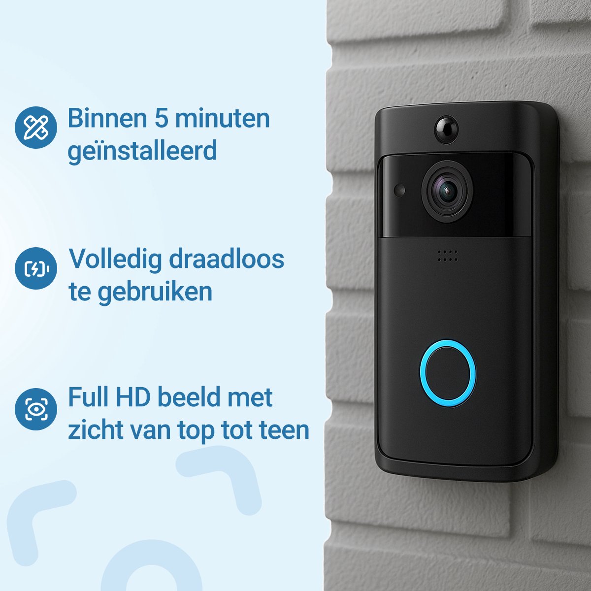 Afbeelding 2 van Living Needs Video Deurbel – Draadloos – HD Camera – Nachtzicht – App & Bewegingsmelder