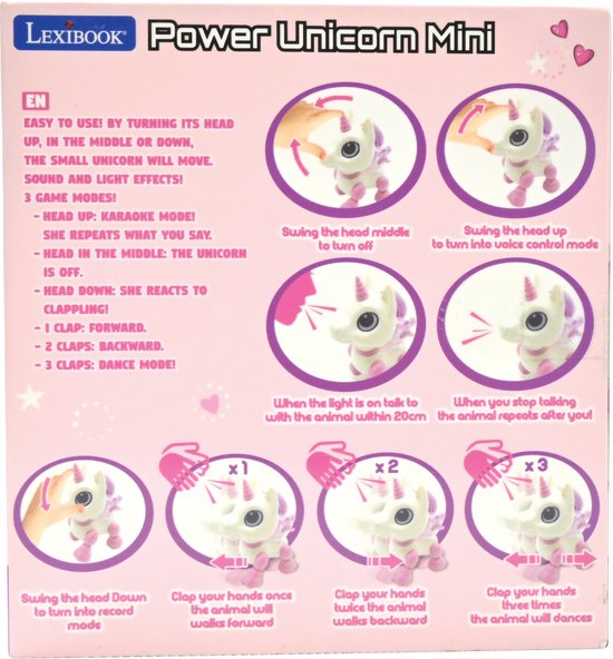 New🥳 Discover Power Unicorn®, the new smart robot unicorn from Lexibook®! Power Unicorn® is a superb robot that is both intelligent and funny: It dances, sings, imitates animals and even does frolics