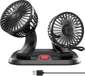 Auto ventilator - Dubbele kop auto ventilator - USB autoventilator - krachtige dubbele snelheid - 360° draaibaar - verkoelende autoventilator - autoaccessoires - voor SUV, camper, vrachtwagen, bestelwagen, kantoor en slaapkamer -Donkergrijs