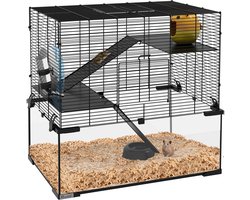 PawHut Hamsterkooi Staaldraad 60x40x54,5cm Zwart