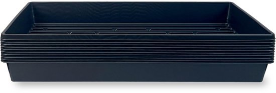 10 plantenkweekbakken (geen afvoergaten) - 20 x 10 - Perfecte tuinzaadstarter kweektrays: voor zaailingen, binnentuinieren, groeiende microgroenten, tarwegras en meer - aarde of hydrocultuur