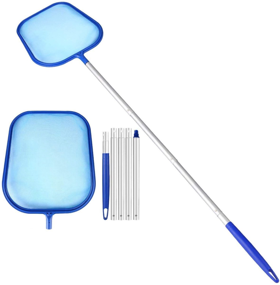 TRANKIELO® - 150cm Zwembad Skimmer – Fijn Mesh Bladnet – Heavy Duty Diepe Zak Bladhark –Inclusief Aluminium Telescopische Stang - Voor Tuin, Vijver, Hot Tub, Spa, Fontein, Vistank