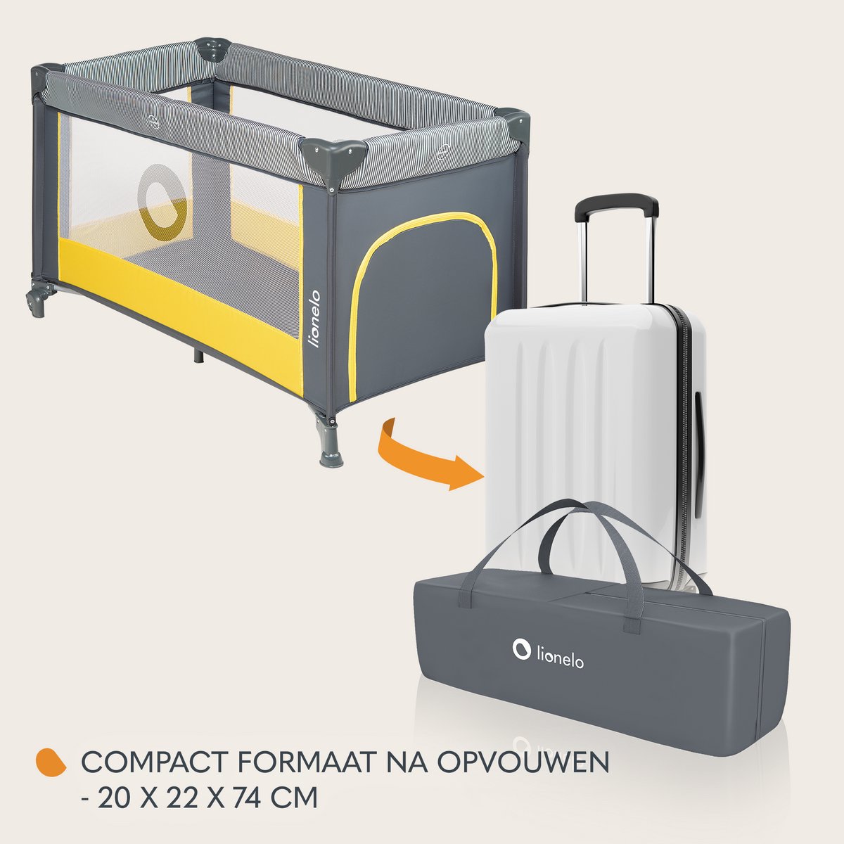 Campingbedje 3 in 1 - Baby Bed / Inklapbare Box / Reisbedje - 60x120 cm - 0-36 maanden / tot 15 kg - MET comfort MATRAS - Zij-ingang met rits - Wielen - Transporttas - Lionelo Stefi Babybed Babybox Ledikant thumbnail 6