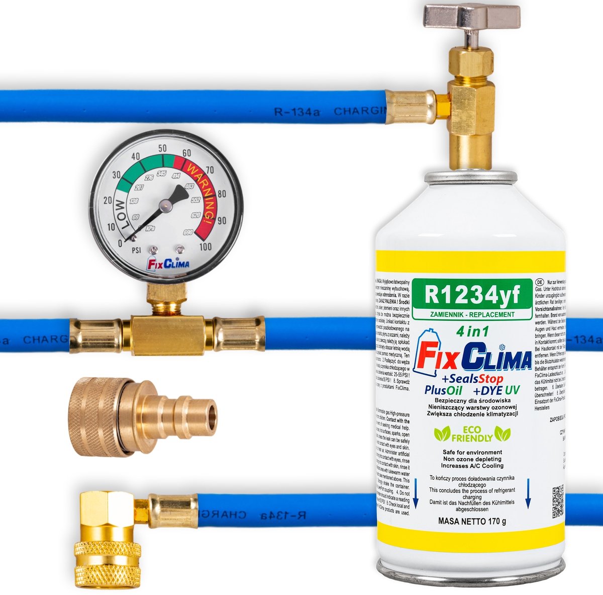 Vulset voor auto-airconditioning gas R1234YF 4-in-1 koelmiddel