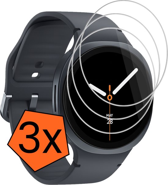 Screenprotector - 3 Stuks - Geschikt voor Samsung Galaxy Watch 8 (44 mm) - Sterk & Shockproof - Tempered Glass - Gehard Glas - Beschermglas Screen - Bescherm Protector - Cover voor Smartwatch