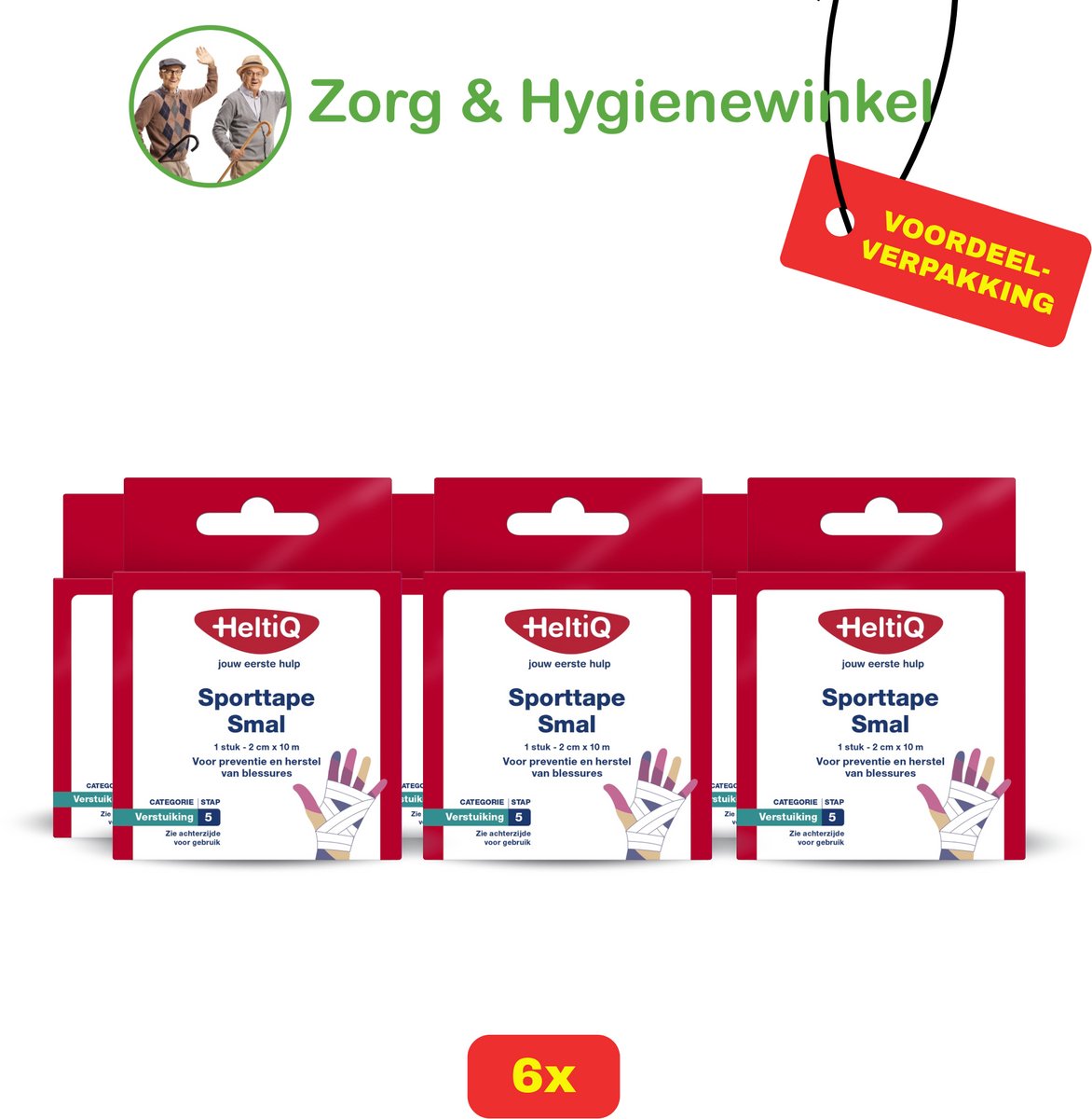 6x Heltiq - Sporttape Smal - 2 cm x 10 m - Voordeelverpakking!