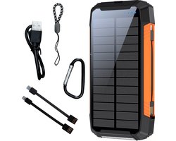 SimpSune Solar Powerbank - 41000mAh - Ingebouwde Kabels - Powerbank Zonneenergie - Solar Charger - Grote capaciteit Wireless charger - Draadloos - USB C - Zaklamp - Noodpakket - Snellader - Meerdere Apparaten