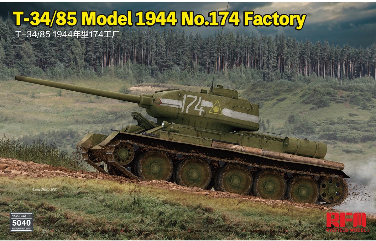 Rye Field Model Modelbouwpakket Militaire voertuigen - 5040 T-34/85 Model 1944 No.174 Factory Plastic - 1:35 - Modelbouw