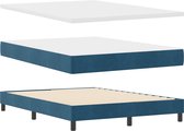 vidaXL - Boxspringbed - met - Matras - Donkerblauw - 140x200 - cm - Fluweel