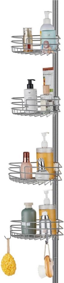 Thuys – Telescopisch Doucherek – Badkamerrek – Hoek Telescopische – ‎21cm x 24cm x 325 cm – Grijs