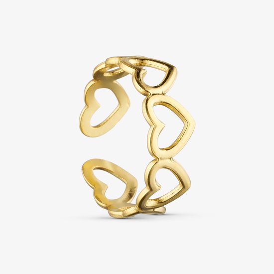 Bijoux Wolff - Love Heart - Ring - réglable - Plaqué or 18 carats