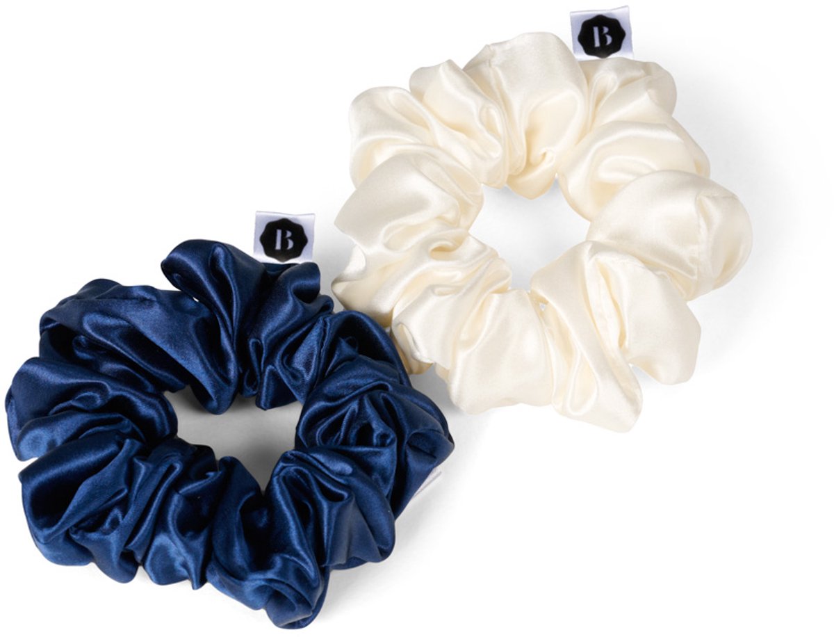 Beauty Pillow Luxury Silk Scrunchies Galaxy Blue & Pearl 2st