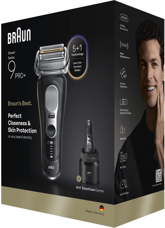Braun Series 9 PRO+ Elektrisch Scheerapparaat - Pro SensoAdapt - SmartCare Center - 9660CC - Zwart - Scheerapparaat voor Mannen