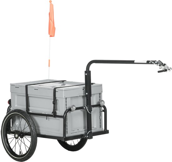 Foto: Homcom fietskar staal 145x61x81cm grijs