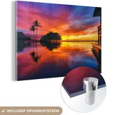 MuchoWow® Glasschilderij 120x80 cm - Schilderij acrylglas - Een kleurrijke zonsondergang bij Wailea Beach op het Amerikaanse Hawaii - Foto op glas - Schilderijen