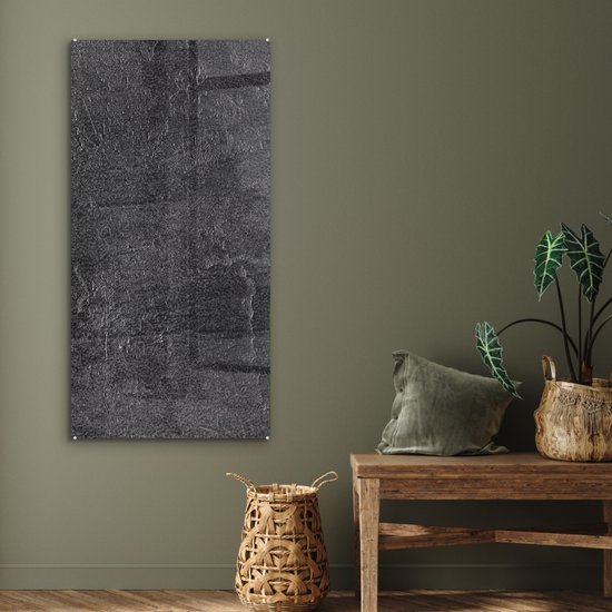 MuchoWow® Peinture sur verre 60x120 cm - Peinture sur verre - Ardoise - Béton - Natuursteen - Grijs - Industriel - Photo sur verre acrylique - Peintures