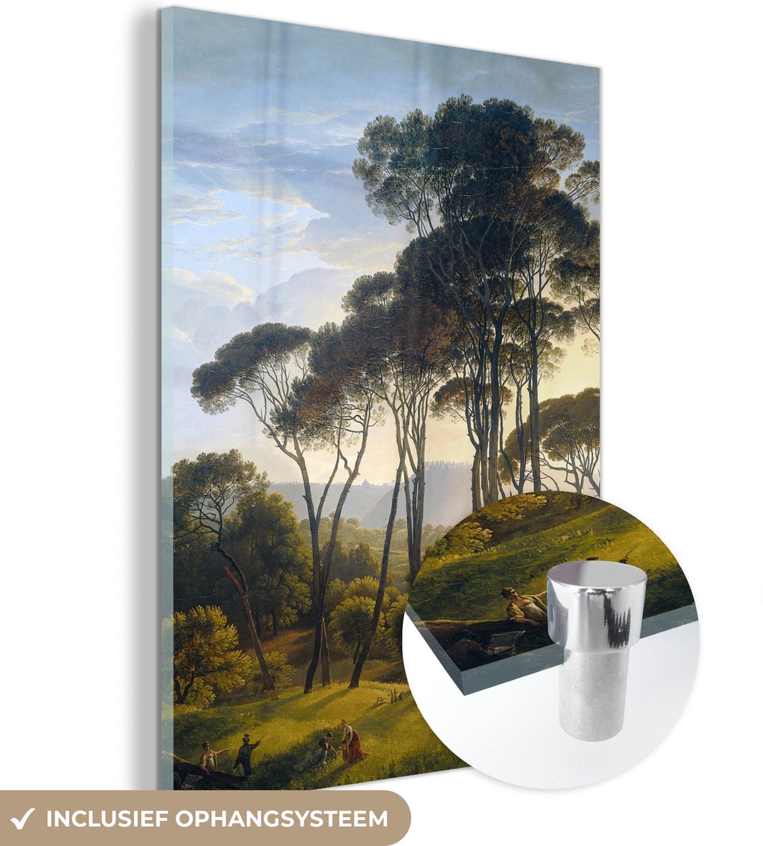 MuchoWow® Glasschilderij 120x160 cm - Schilderij acrylglas - Italiaans landschap met paras