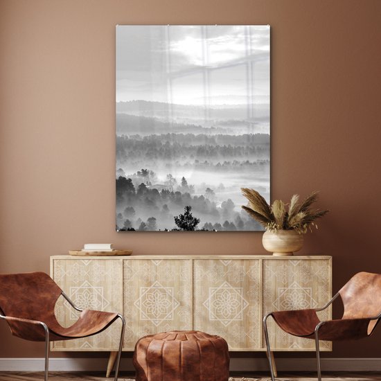 MuchoWow® Peinture sur Verre - Nature dans le Parc d'Espagne - noir et blanc - 90x120 cm - Peintures sur Verre Peintures - Photo sur Glas